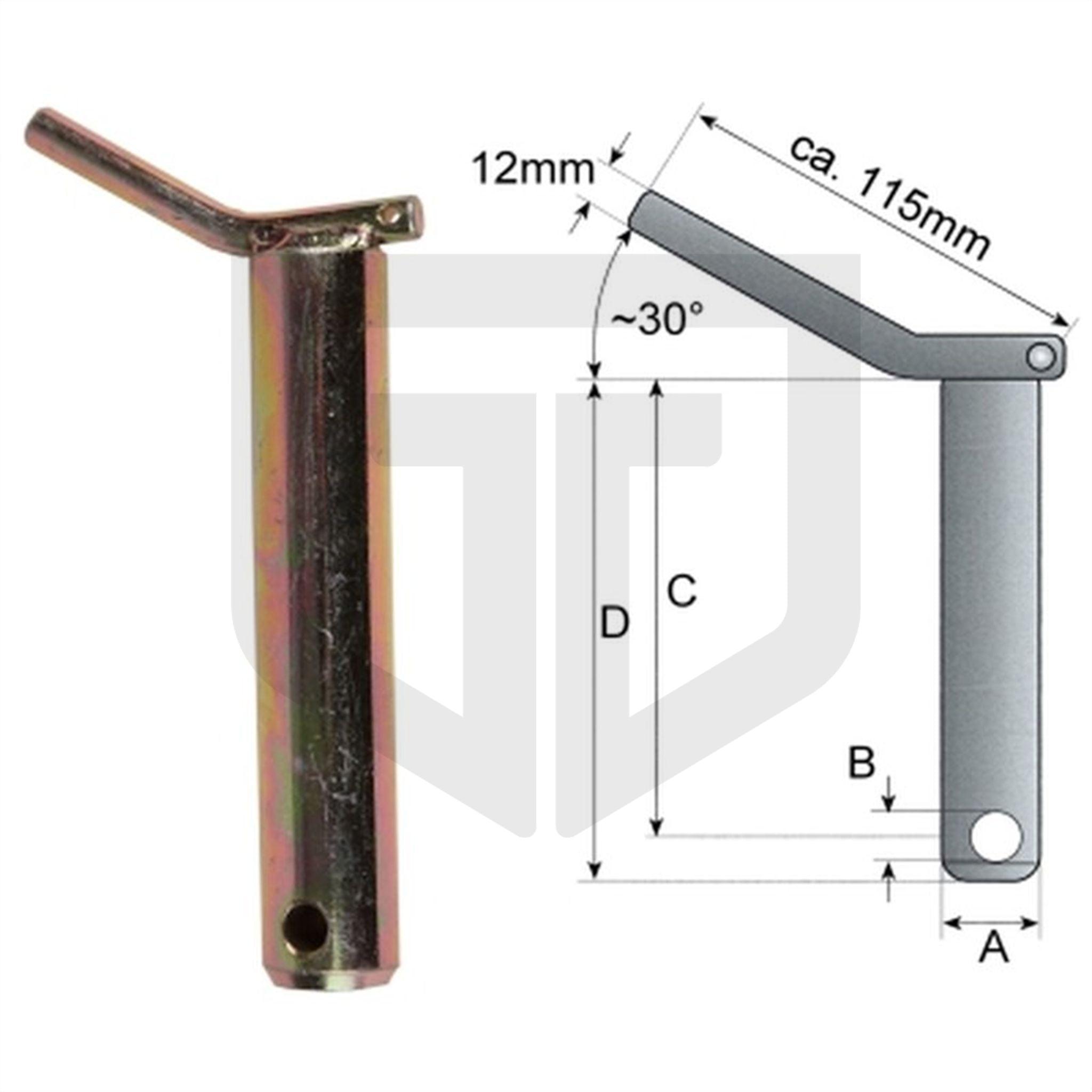 Unterlenkerbolzen Handgriff Kat.2 -28mm Sicherungsbolzen Steckbolzen