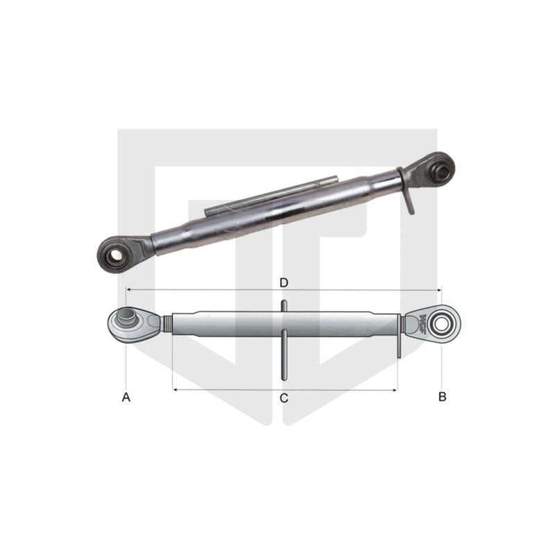 Gewindeoberlenker Kat. 2-2 – 540–745 Mm Arbeitslänge, M30 X 3,5, Verzinkt (für Traktor Dreipunkt)